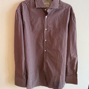 Brunello Cucinelli Men's Checkered Shirt - Burgundy